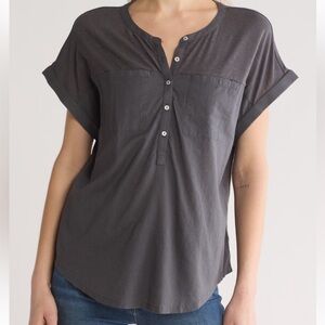 NWOT Lucky Brand Mixed Media Short Sleeve Cotton & Modal Henley